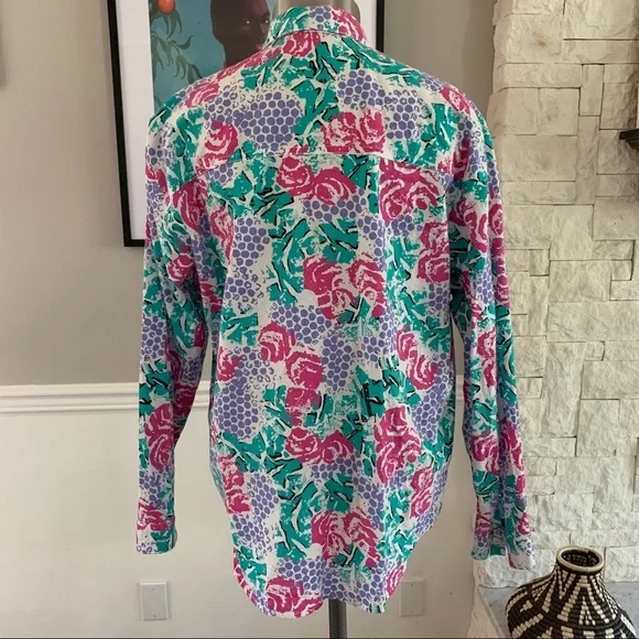 Vintage Multicolor Graphic Button Down Shirt 80s 90s SIze Medium - Picture 2 of 12